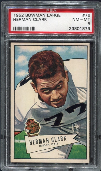 1952 Large Bowman #76 Herman Clark PSA 8