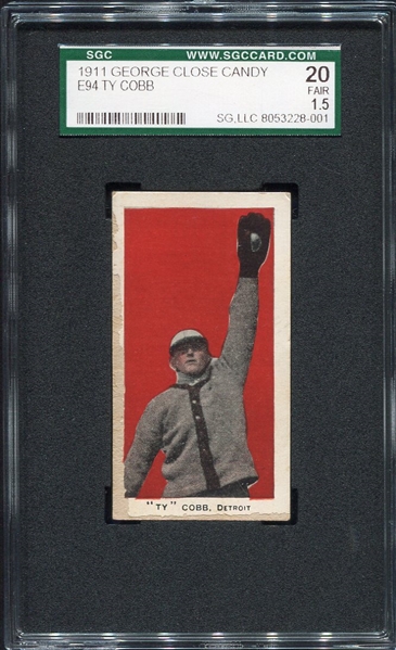 E94 Ty Cobb Red Background SGC 20 Looks Nicer!!