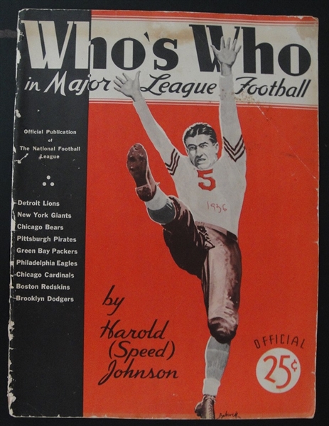 1936 Whos Who in Major League Football Magazine