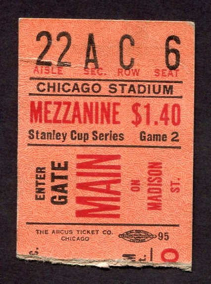 1930s Stanley Cup Game 2 Ticket Stub