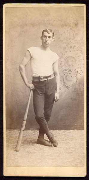 1890s Baseball Player Cabinet Card w/League Ring Bat