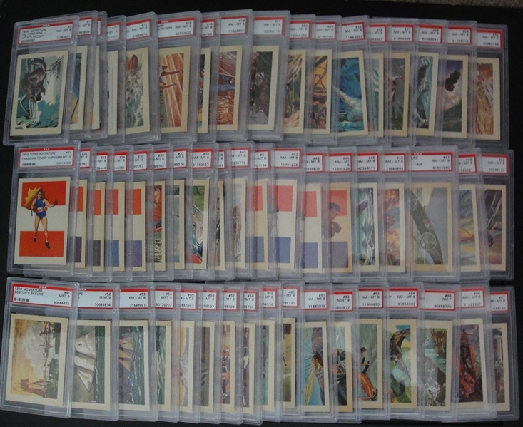 1956 Adventure Gum High Grade Near Set 84 of 100 Most PSA 8s & 9s Plus Dupes!