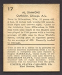 1932 U. S. Caramel #17 Al Simmons 