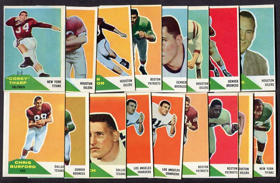 1960 Fleer Football Lot of 17 Assorted G-Exmt