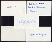 HOF Lot of 5 Autographed Index Cards