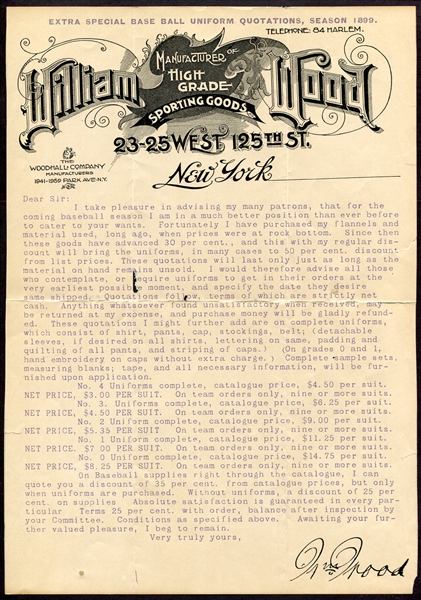 1899 William Woods Sporting Goods Price Circular