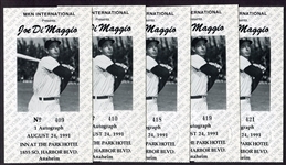 Joe DiMaggio Autographed 3x5 Certified In Person w/Tickets