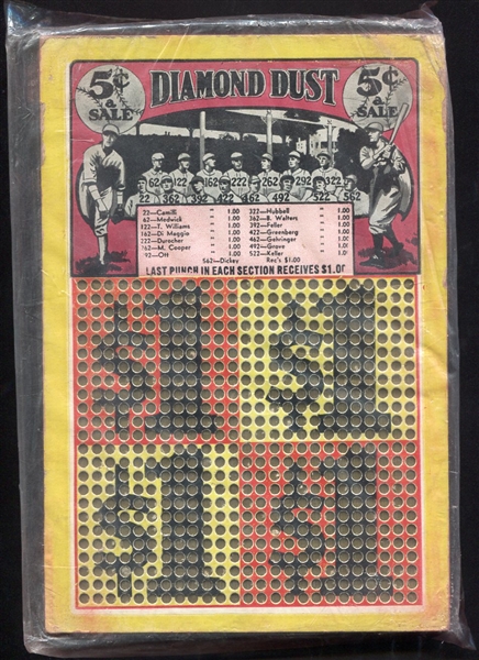 1930s-40s Diamond Dust Punchboard Unused w/Key