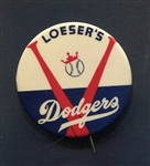 1940s Loesers Clothing Los Angeles Dodgers Pinback Button