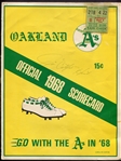 1968 Oakland A's Scorecard Signed by Jim Catfish Hunter Perfect Game! w/Ticket Stub!