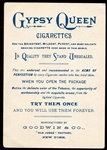 Gyspy Queen Cigarettes Large Size Trade Card