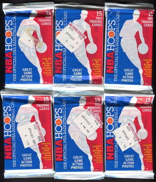 1989 Hoops Lot of 6 Unopened Packs w/Jordan & Robinson on Top!