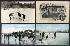 Diverse Curling Lot of 31 Cards and Postcards 1880's to 1970's