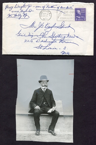 Harry Wright Jr. 1954 Letter to Sporting News Editor J. G.Taylor Spink w/Photo