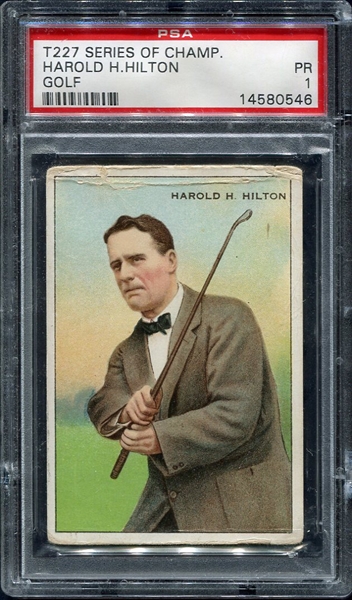 T227 Harold Hilton Honest Long Cut PSA 1