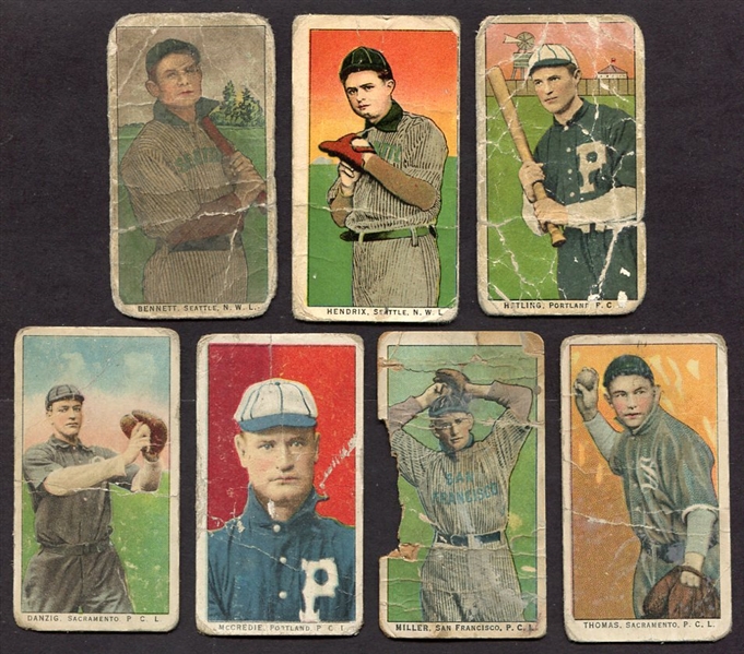 T212-2 & 3 1910 & 1911 Obak Lot of 7 w/Miller