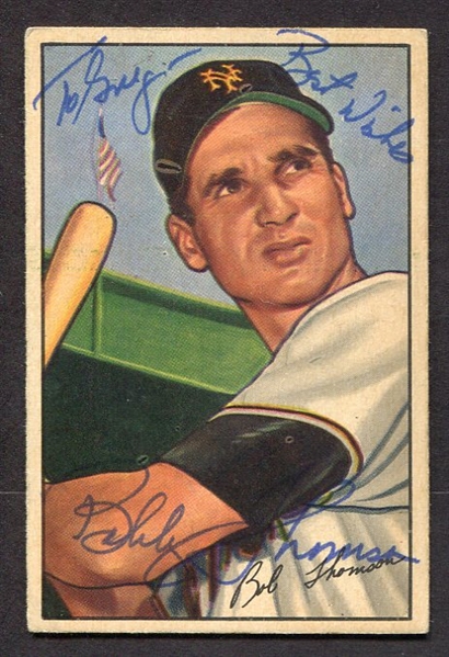 1952 Bowman #2 Bobby Thomson Autographed