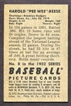 1952 Bowman #8 Pee Wee Reese Autographed