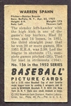 1952 Bowman #156 Warren Spahn Autographed