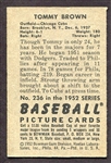 1952 Bowman #236 Tommy Brown Autographed