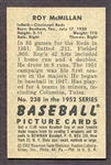 1952 Bowman #238 Roy McMillian Autographed