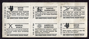 1948 Topps Magic Nickel Pack Sheet of 6 w/Ty Cobb