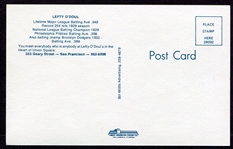 1950's Lefty O'Doul Restaurant Postcard