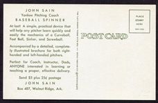1960's Johnny Sain Spinner Postcard