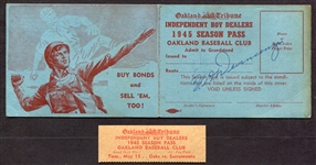 1945 Oakland Tribune Independent Boy Dealers Oakland Oaks Season Pass