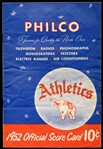 1952 Athletics Score Card vs. Boston Red Sox