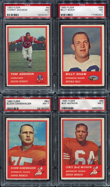 1963 Fleer Football Lot of 8 All Higher Graded w/Maynard