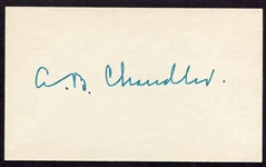 A. B. Chandler Signed Index Card