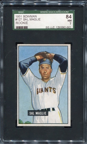 1951 Bowman #127 Sal Maglie Rookie SGC 84