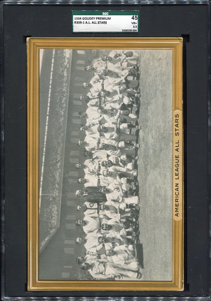 1934 Goudey Premium American League All-Stars SGC 45