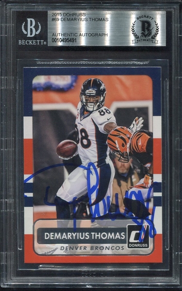 2015 Donruss #69 Demaryius Thomas Autographed Beckett Certified