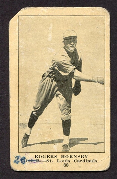 E135 Collins-McCarthy #80 Rogers Hornsby Rookie Card!!