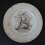 1860's Staffordshire Pottery ABC Base Ball Plates Lot of 3 Different