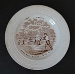 1860's Staffordshire Pottery ABC Base Ball Plates Lot of 3 Different