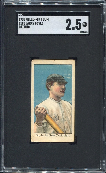 E105 Mello-Mint Gum Rarity Larry Doyle Batting SGC 2.5