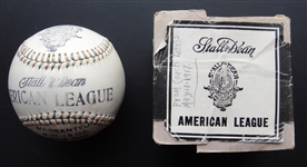 Circa 1917 Stall & Dean American League Baseball in Original Box w/Ty Cobb Ad