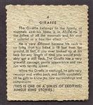 1950's Novel Candy and Toy card R722-1 Jungle King Story #4 Giraffe