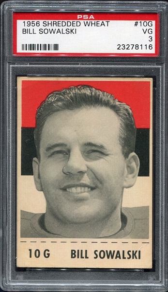 1956 CFL Shredded Wheat #10G Bill Sowalkski Ottawa PSA 3