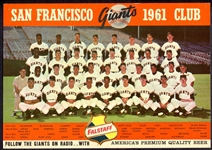 1961 San Francisco Giants Falstaff Beer Team Photo Premium Lot of 2