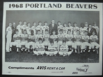 1968 Portland Beaver Avis Rent A Car Team Photo