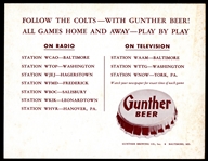 1954 Gunther Beer Baltimore Colts Team Photo