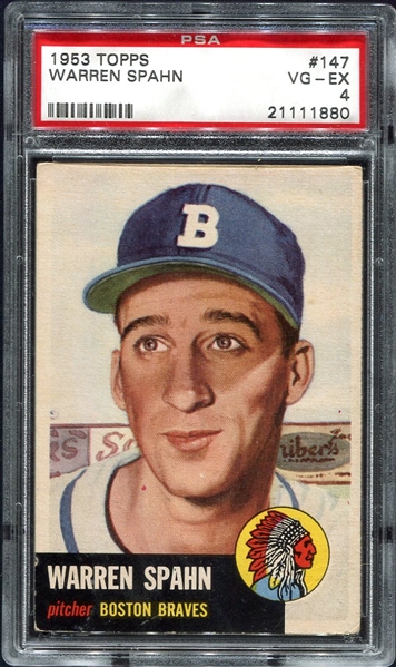 1953 Topps #147 Warren Spahn PSA 4