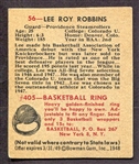 1948 Bowman Basketball #56 Lee Roy Robbins Providence Steamrollers