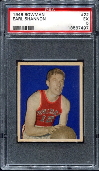 1948 Bowman Basketball #22 Earl Shannon Providence Steamrollers PSA 5