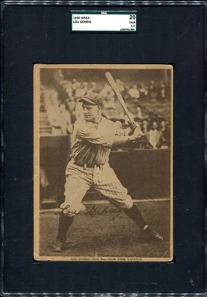 1930 W554 Lou Gehrig New York Yankees SGC 20