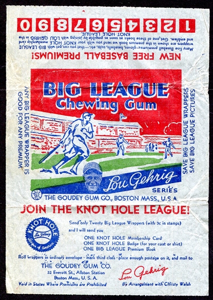 1934 Goudey Wrapper Perforated Small Size Version (Scarce)